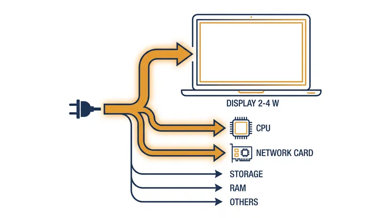 The display remains the largest power drain on any modern laptop.