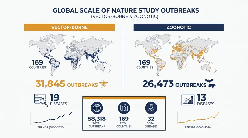 The UCL-led study analyzed over 58,000 outbreaks across 169 countries to map the environmental drivers of disease emergence.