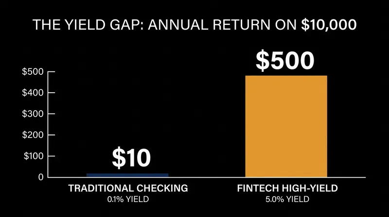 The $490 annual yield gap on a $10,000 balance provides the economic incentive for AI agents to sweep funds.