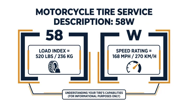 The service description outlines the absolute weight and speed limits the tire can safely endure.