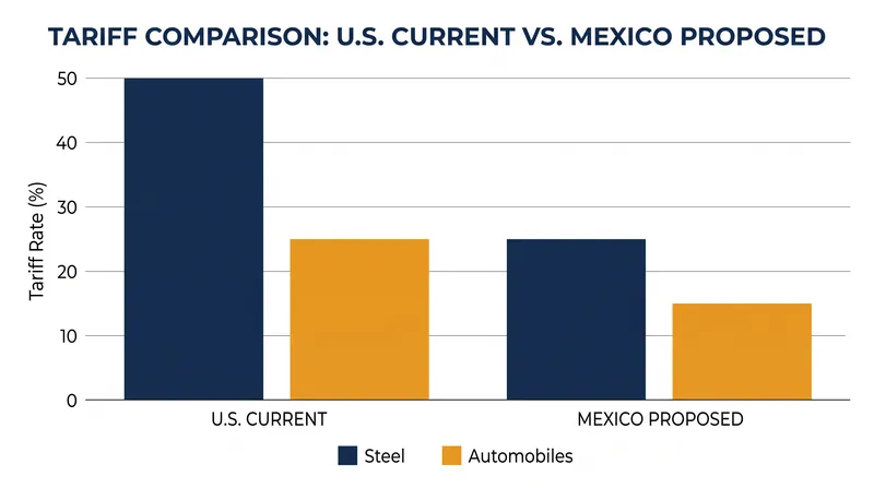 Mexico is seeking significant reductions in Section 232 tariffs on steel and automobiles.
