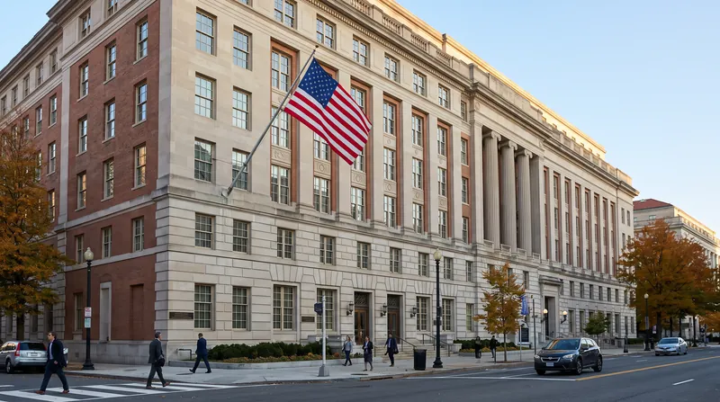 Exterior view of the Office of the United States Trade Representative building in Washington D.C.