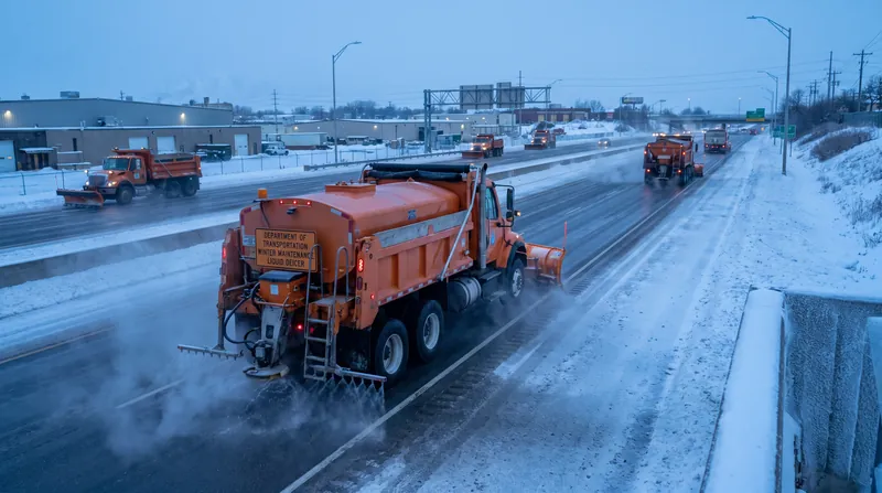 Municipal road crews rely on pre-mixed 23.3 percent salt brine to maximize freezing point depression before a winter storm hits.