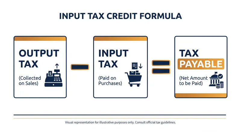 The fundamental calculation that prevents cascading taxation in a VAT system.