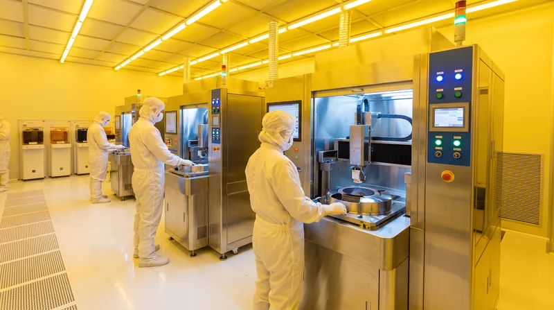 Advanced packaging requires specialized cleanroom environments to stack logic and memory chips on silicon interposers.