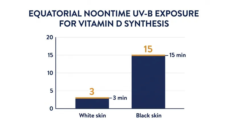 Melanin acts as a natural sunscreen, increasing the UV-B exposure time required to synthesize adequate Vitamin D.