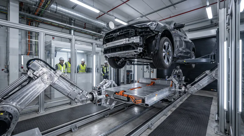 Automated robotic systems can replace a depleted battery pack with a fully charged unit in roughly three minutes.