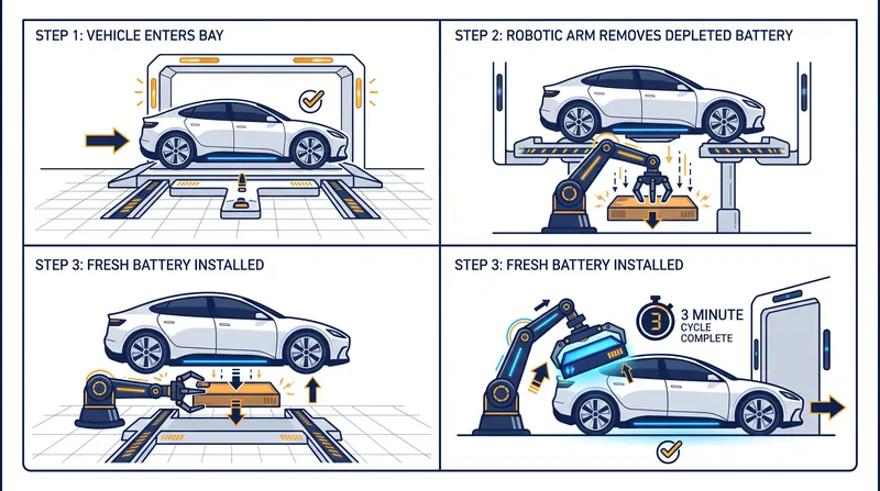 How battery swapping decouples the vehicle from the battery pack, eliminating charging wait times.