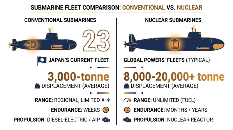 Japan currently operates a fleet of 23 conventional diesel-electric attack submarines.