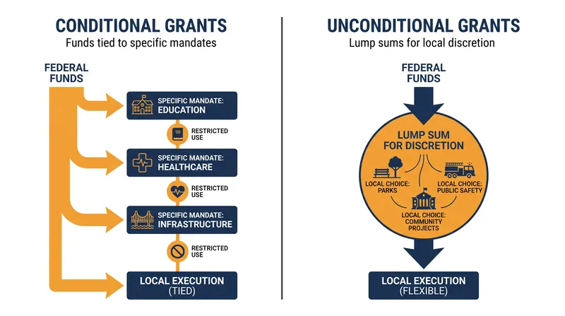 How central governments attach strings to local funding transfers.