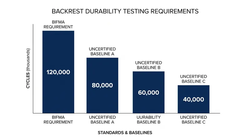 BIFMA certification requires a chair's backrest to withstand 120,000 mechanical pushes without structural failure.