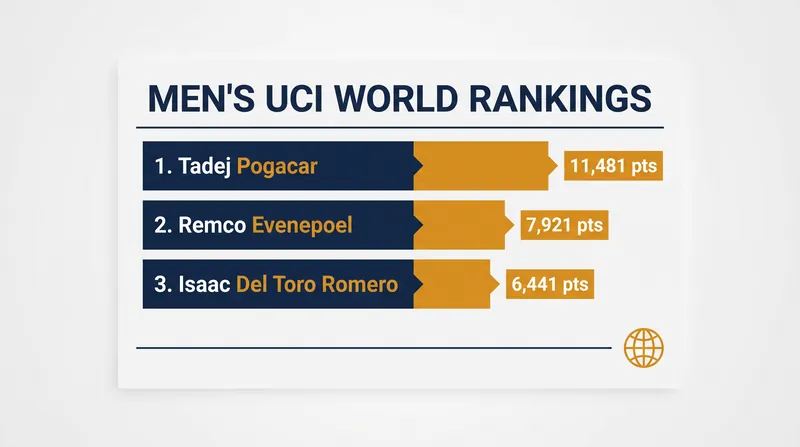 Tadej Pogačar maintains a massive lead in the UCI World Rankings despite missing the Montreal championships.