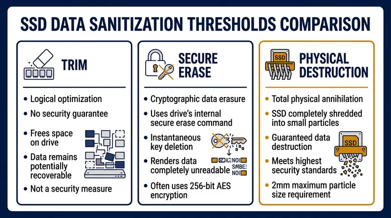 The three distinct thresholds of flash memory data management.