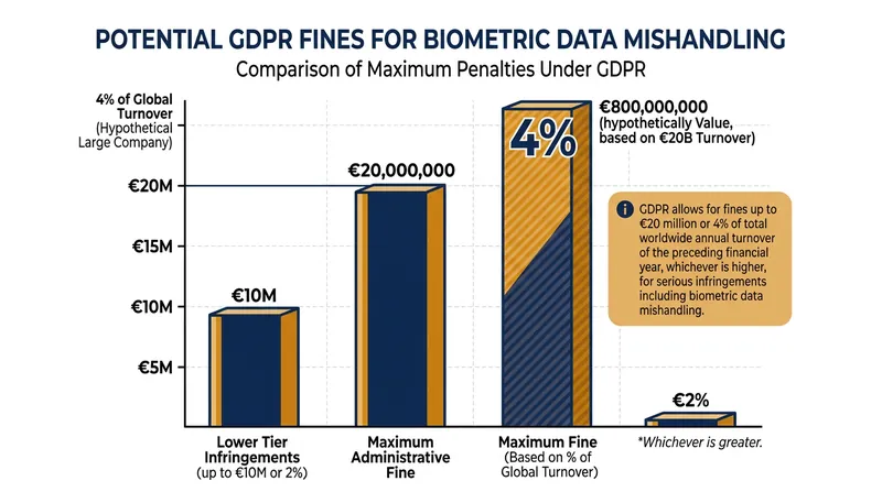 The GDPR imposes severe financial penalties for processing unsolicited biometric data without a lawful basis.