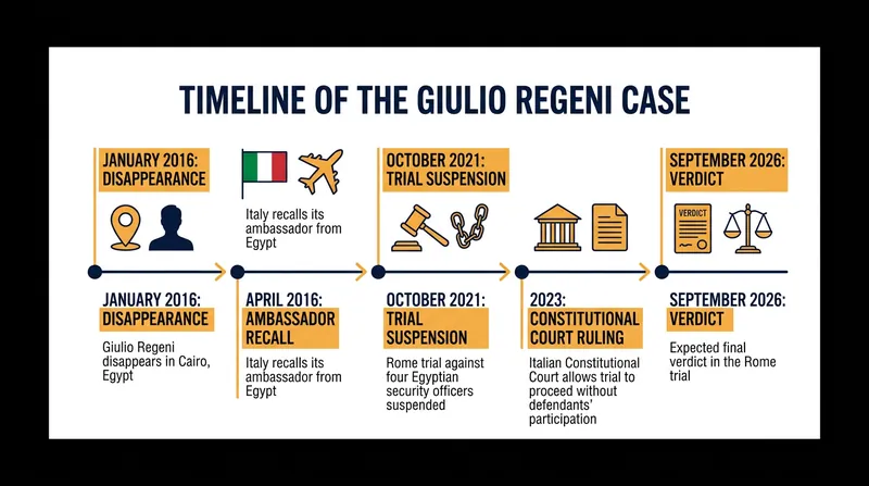 Key milestones in the decade-long legal and diplomatic dispute between Italy and Egypt.