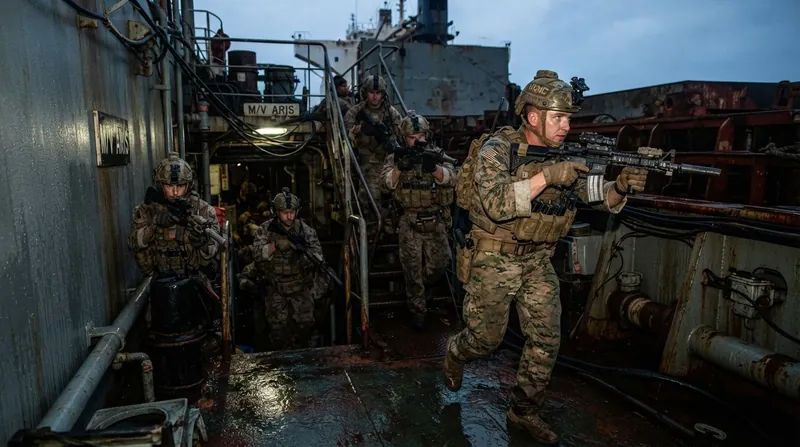 U.S. Marines operating aboard non-naval vessels face unique defensive challenges in contested waters.
