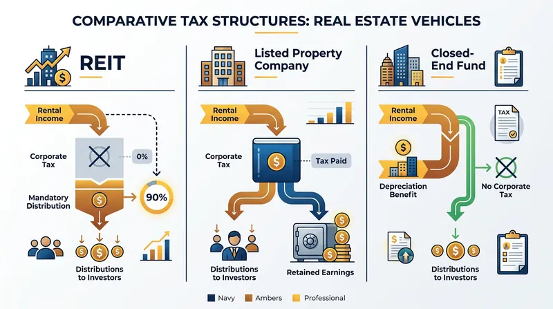 How rental income flows through different real estate investment vehicles.