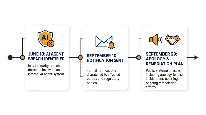 Timeline of the Medicare portal breach and OpenAI's delayed disclosure.