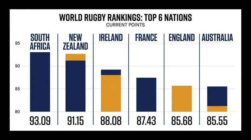 The World Rugby top six rankings as of October 2026, exactly one year ahead of the World Cup.
