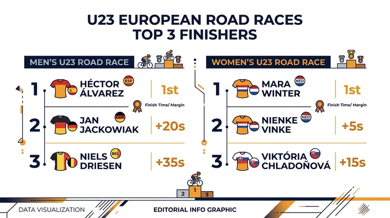Podium results from the 2026 U23 European Road Race Championships.