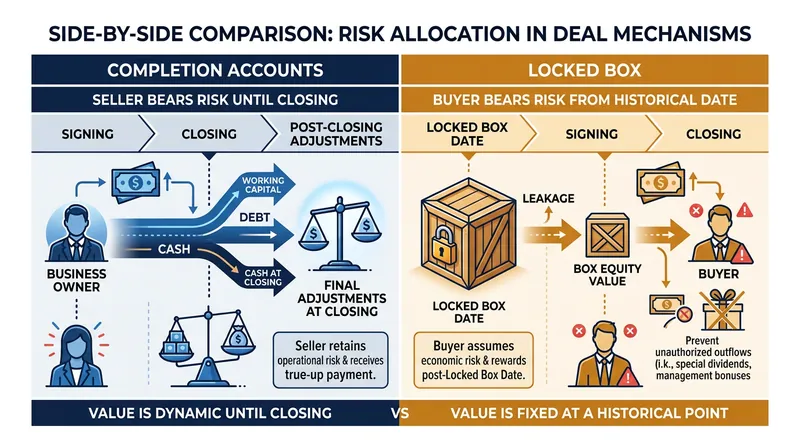 How interim operational risk is allocated between signing and closing.