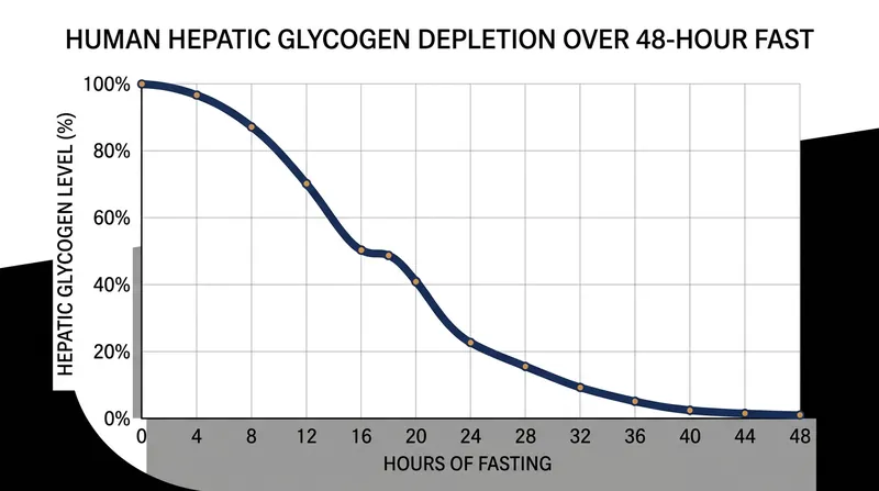 Human liver glycogen takes between 24 and 48 hours of continuous fasting to fully deplete.