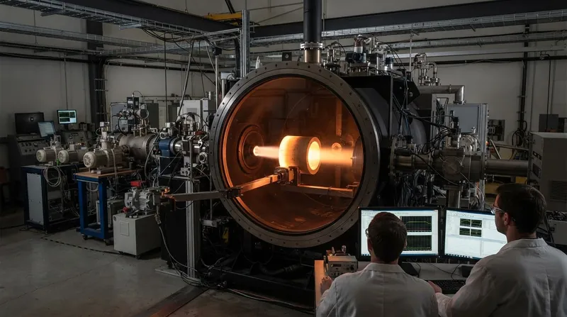 Illustration: Ablative materials are tested in plasma wind tunnels to simulate the radiant heat of reentry.