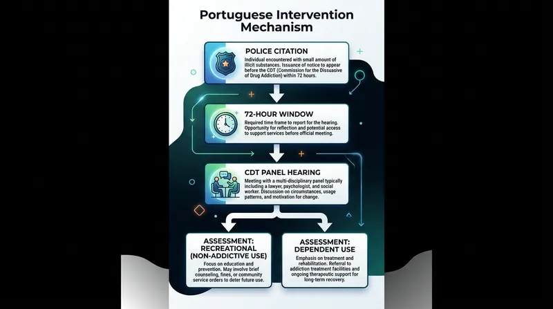 How a drug possession citation moves through Portugal's civil administrative system.
