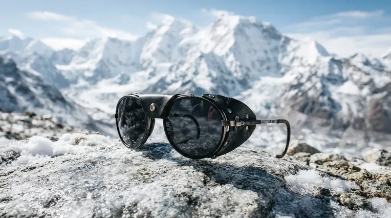 Illustration: Category 4 lenses are engineered for extreme environments like glaciers, where intense sunlight reflects upward and demands maximum filtration.
