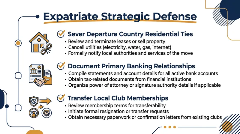 Strategic steps expatriates take to establish a clear center of vital interests.