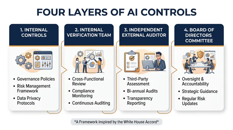 The four layers of voluntary oversight outlined in the White House Accord on Super Intelligence.