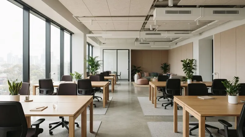 Illustration: Modern office designs are moving toward thermal micro-zones, allowing workers to choose an environment that matches their metabolic rate.