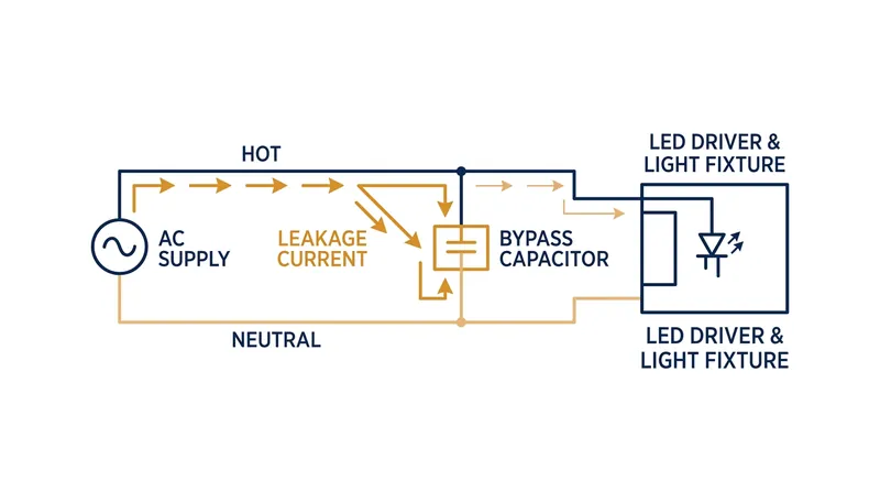 Wired in parallel with the load, the bypass capacitor provides a path of lower resistance, allowing the leakage current to return to the panel without charging the LED.