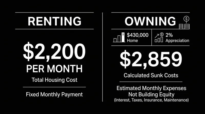 In a low-appreciation market, renting can save hundreds of dollars a month in pure sunk costs.