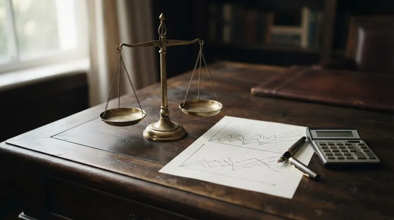 A financial calculator resting next to a printed line chart showing two diverging growth curves.