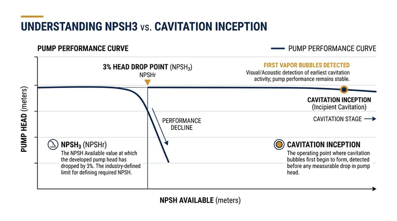 Incipient cavitation begins long before the pump's hydraulic performance drops by 3 percent.