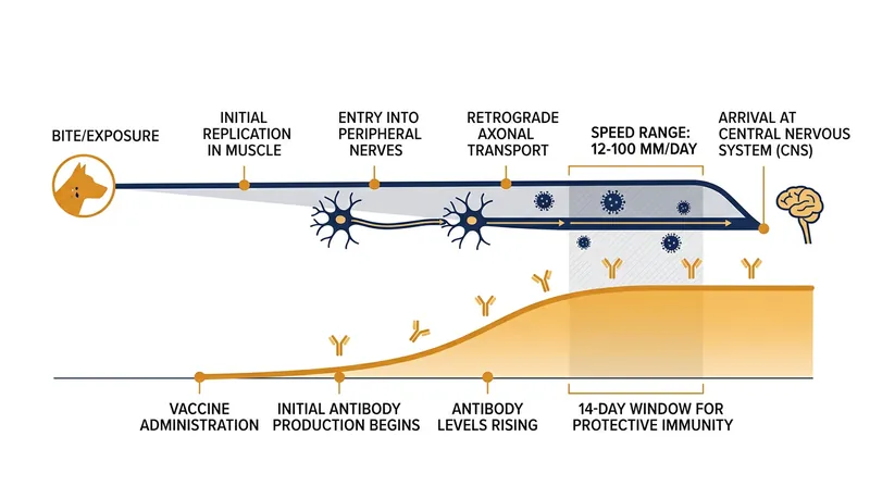 The immunological window relies on the vaccine outpacing the slow physical movement of the virus.