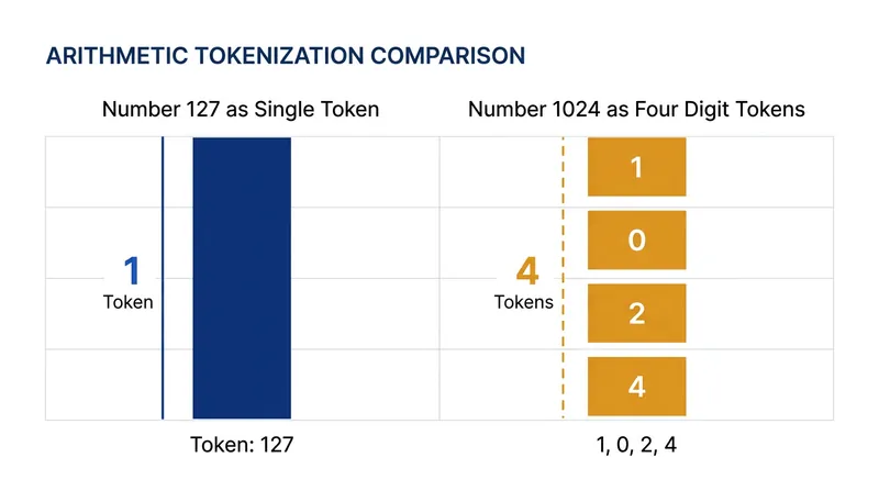 Modern tokenizers explicitly split multi-digit numbers into individual tokens to improve arithmetic accuracy.