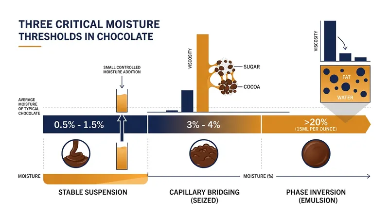 The physical state of chocolate depends entirely on its water content.