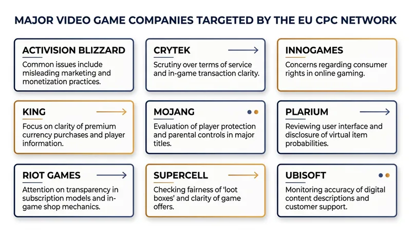 The European Commission's enforcement action spans nine major publishers and multiple hit franchises.