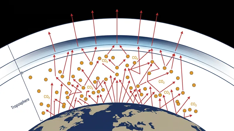 Greenhouse gases force the planet to radiate its heat from higher, colder altitudes.