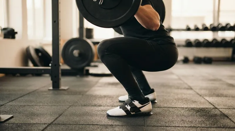 Illustration: Adequate ankle dorsiflexion is required for the knees to track forward naturally without forcing the heels off the ground.
