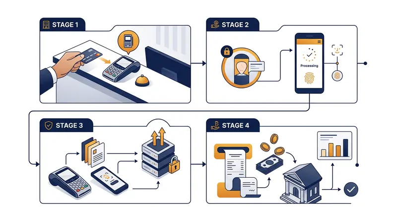 The four-stage lifecycle of a hotel payment explains why funds remain frozen after checkout.