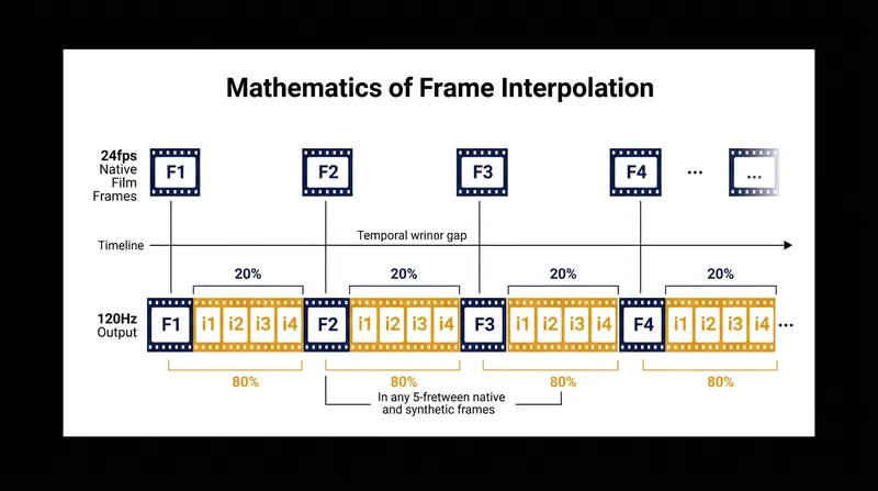 On a 120Hz display, MEMC generates four synthetic frames for every real one.