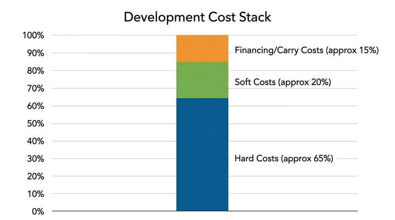 Hard costs for physical construction consume the vast majority of a developer's budget before the land is even purchased.