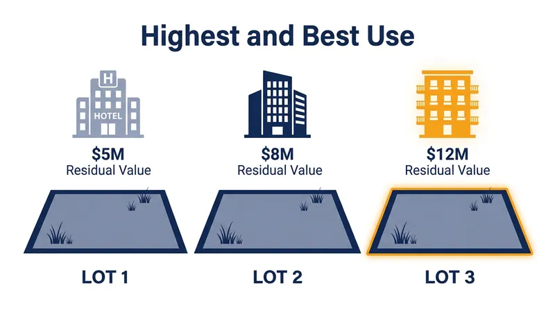 The developer whose specific project generates the highest residual land value will ultimately win the site.