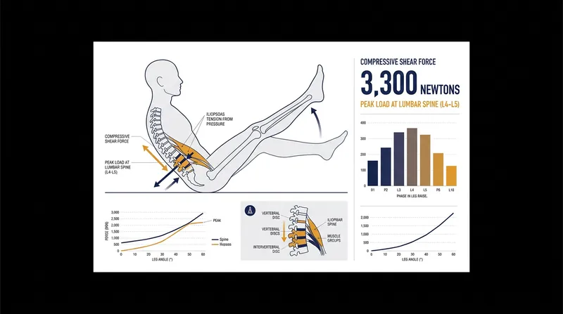 A standard straight-leg raise generates massive compressive force on the lumbar spine.