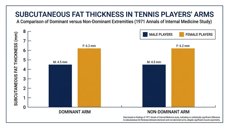 Decades of clinical data confirm that asymmetrical muscle hypertrophy does not selectively deplete adjacent fat stores.