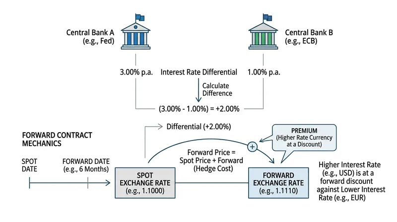 Hedging costs are mathematically dictated by the interest rate differential between two central banks.