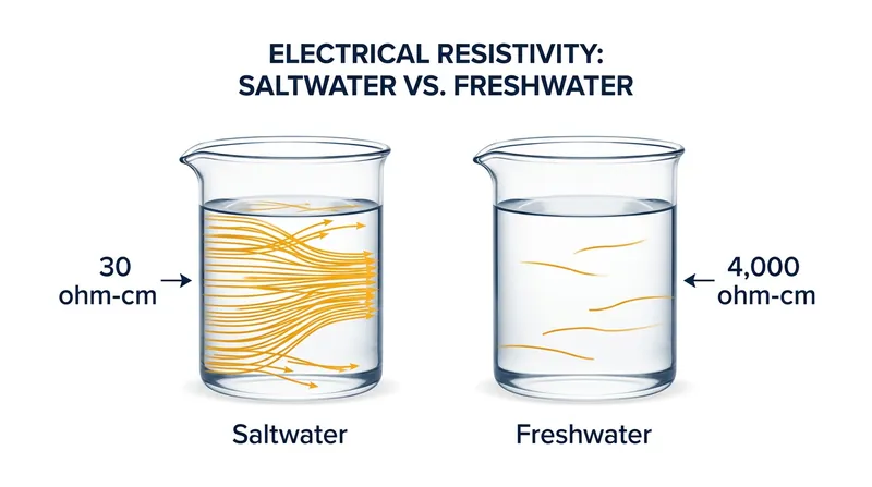Freshwater resists electrical flow over 100 times more strongly than saltwater, requiring a higher-voltage anode to push a protective current.